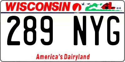 WI license plate 289NYG