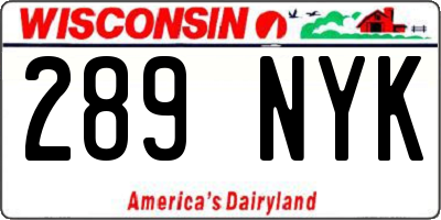 WI license plate 289NYK