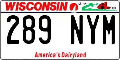 WI license plate 289NYM