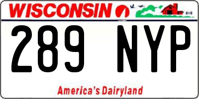 WI license plate 289NYP