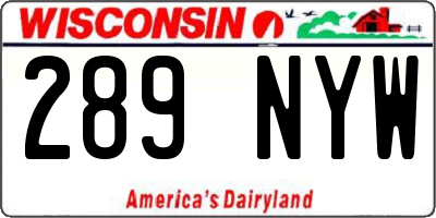 WI license plate 289NYW