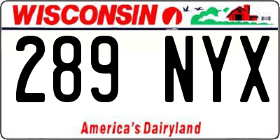 WI license plate 289NYX