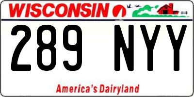 WI license plate 289NYY