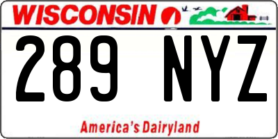 WI license plate 289NYZ