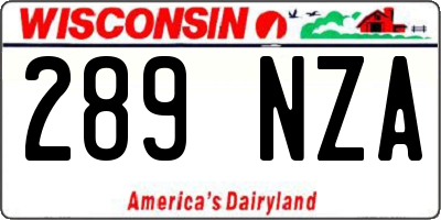 WI license plate 289NZA