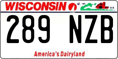 WI license plate 289NZB