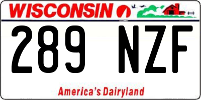 WI license plate 289NZF