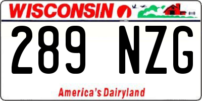 WI license plate 289NZG