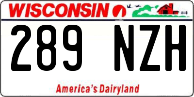 WI license plate 289NZH
