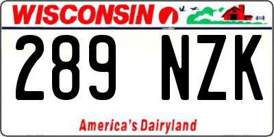 WI license plate 289NZK