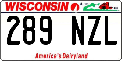 WI license plate 289NZL