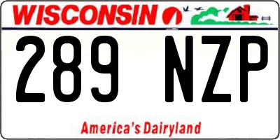 WI license plate 289NZP