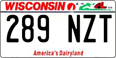 WI license plate 289NZT