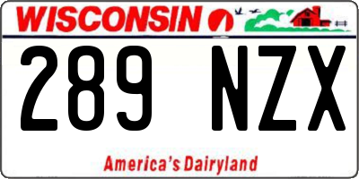 WI license plate 289NZX