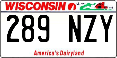 WI license plate 289NZY