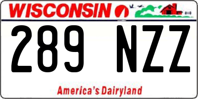 WI license plate 289NZZ