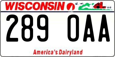WI license plate 289OAA