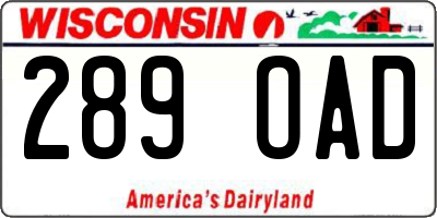 WI license plate 289OAD