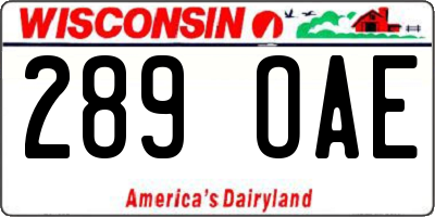 WI license plate 289OAE