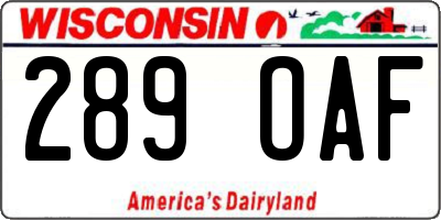 WI license plate 289OAF