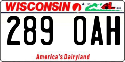 WI license plate 289OAH