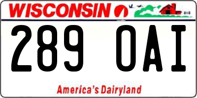 WI license plate 289OAI