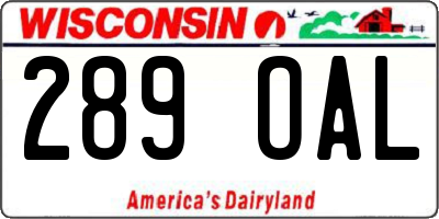 WI license plate 289OAL