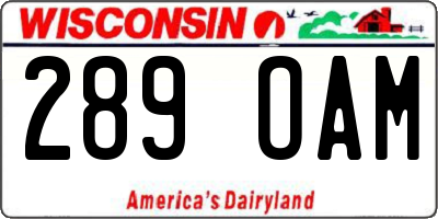 WI license plate 289OAM