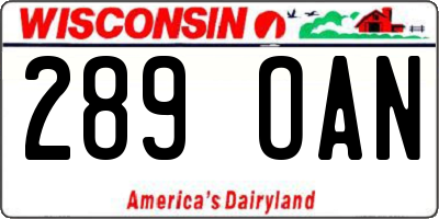 WI license plate 289OAN