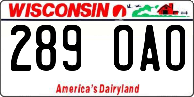 WI license plate 289OAO