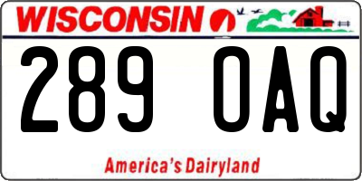 WI license plate 289OAQ