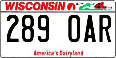 WI license plate 289OAR