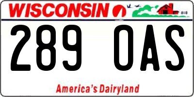 WI license plate 289OAS