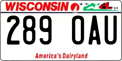WI license plate 289OAU