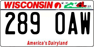 WI license plate 289OAW