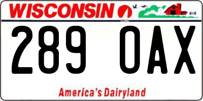 WI license plate 289OAX