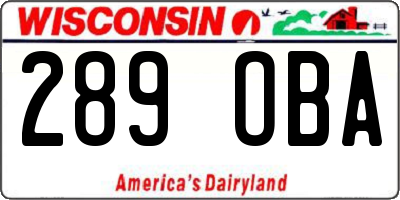 WI license plate 289OBA