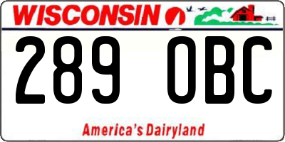 WI license plate 289OBC
