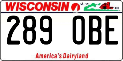 WI license plate 289OBE