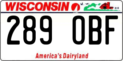 WI license plate 289OBF