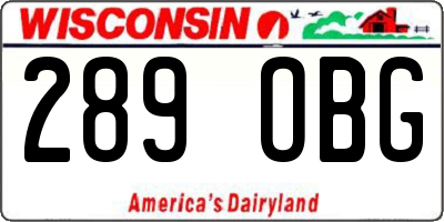 WI license plate 289OBG
