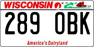 WI license plate 289OBK