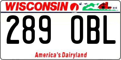 WI license plate 289OBL