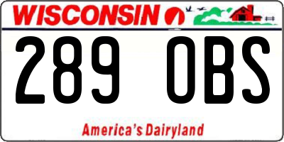 WI license plate 289OBS