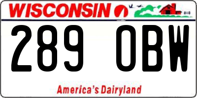 WI license plate 289OBW