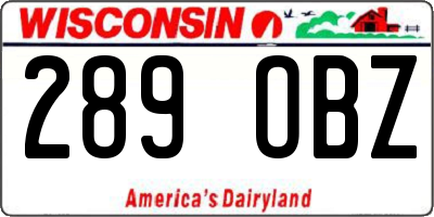 WI license plate 289OBZ