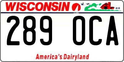 WI license plate 289OCA