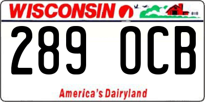 WI license plate 289OCB