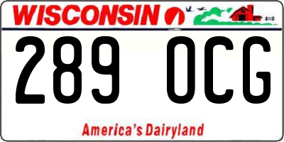 WI license plate 289OCG