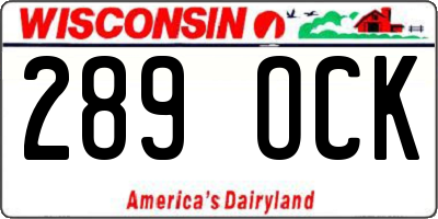 WI license plate 289OCK